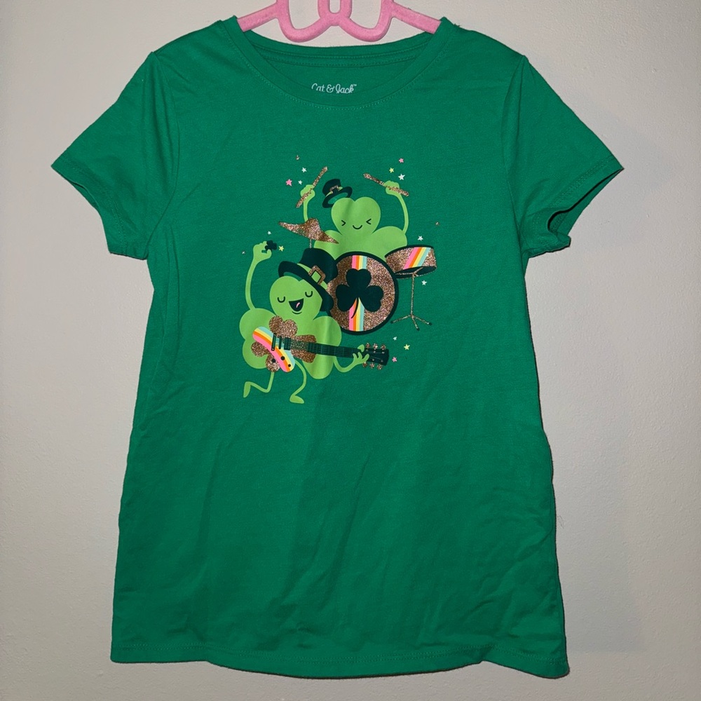 Cat & Jack, girls green graphic top, size 7/8